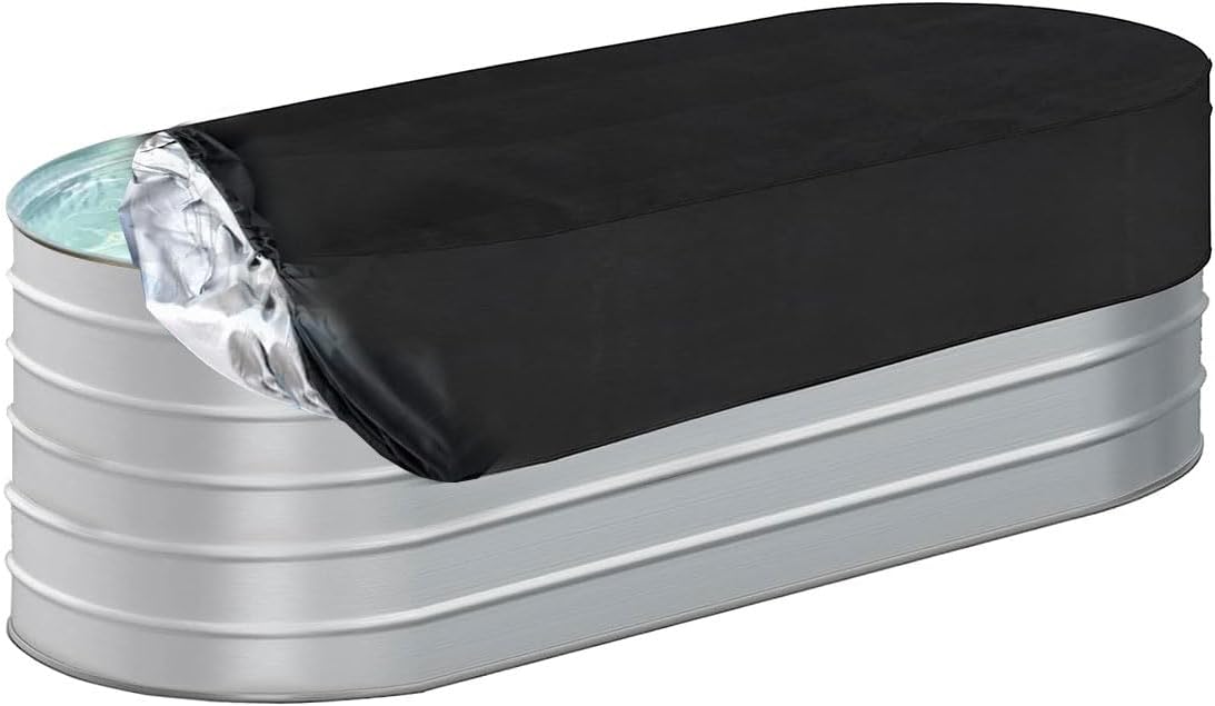 4ft Waterpoof Oval Stock Tank Pool Cover rubermaid Horse Trough Cold Plunge Tub for Farm Water Tank Cover Outdoor Ice Bath Tub Covers Protector for Round End Stock Tank Tub Outside 2 ft. x 4 ft.x 2 ft
