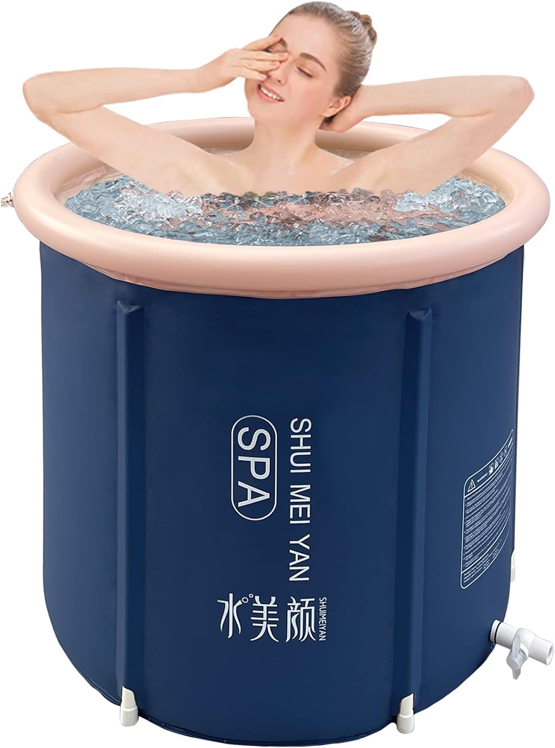 SHUIMEIYAN Large Ice Bath Tub Outdoor with Lid Portable Bathtub Athletes Cold Water Therapy Tub for Recovery Cold Plunge Tub Ice Barrel Ice Bath Tub for Athletes (8212 black with lid)