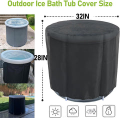 Ice Bath Tub Cover 420D Heavy Duty Waterproof Round Portable Ice Bath Tub Cover Cold Plunge Tub Cover for Outdoor Portable Ice Bath Barrel Plunge Pool 32" L x 32" W x 28" H