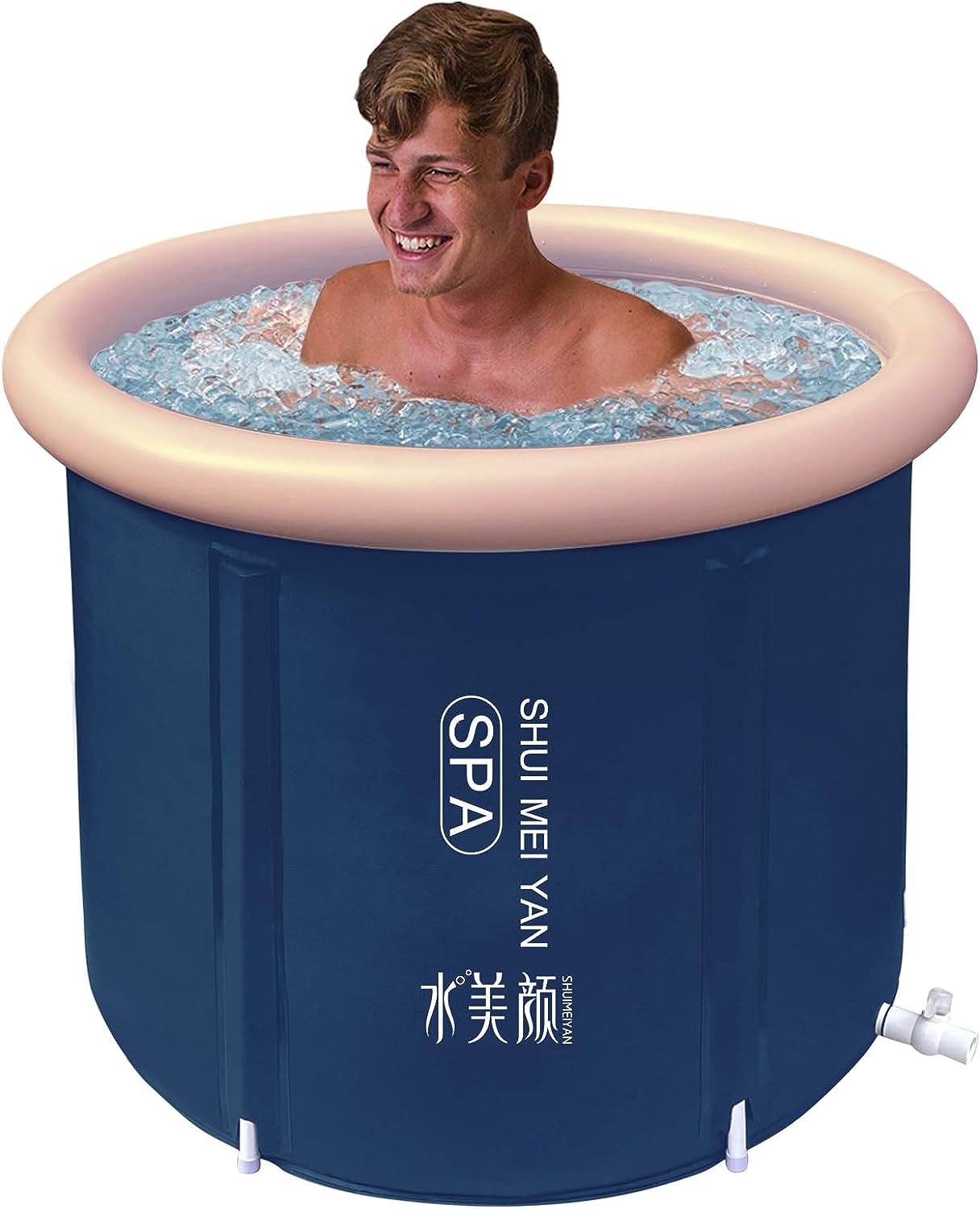 SHUIMEIYAN Large Ice Bath Tub Outdoor with Lid Portable Bathtub Athletes Cold Water Therapy Tub for Recovery Cold Plunge Tub Ice Barrel Ice Bath Tub for Athletes (8212 black with lid)
