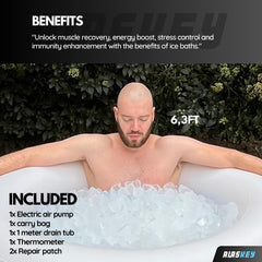 Ice Bath - Cold Plunge for Full Body Immersion - Round Thick Inflatable Recovery Tub for Athlete - Portable Ice Bathtub