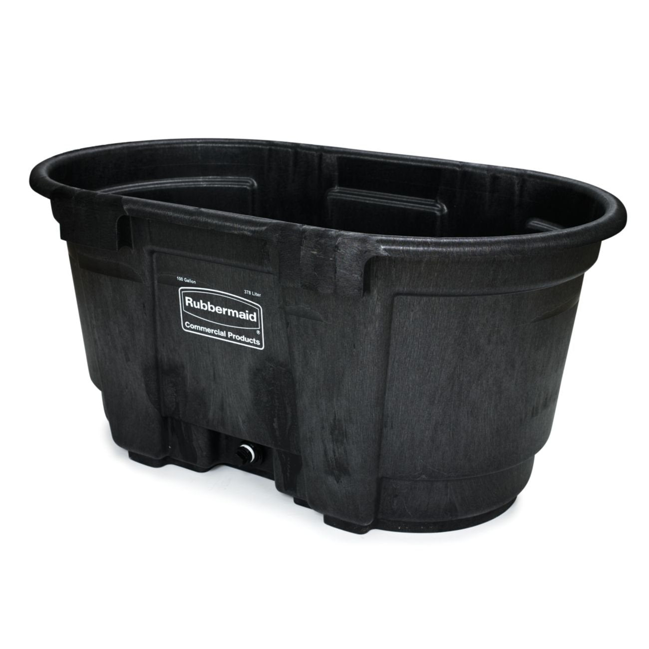 Rubbermaid Commercial Products Structural Foam Stock Tank, 100-Gallon Capacity, Plastic, Black, Large Heavy Duty Container for use with Livestock, Outdoor Homemade Pools/Hot Tub/Bathtub & Pet Cleaning