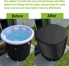Ice Bath Tub Cover 420D Heavy Duty Waterproof Round Portable Ice Bath Tub Cover Cold Plunge Tub Cover for Outdoor Portable Ice Bath Barrel Plunge Pool 32" L x 32" W x 28" H