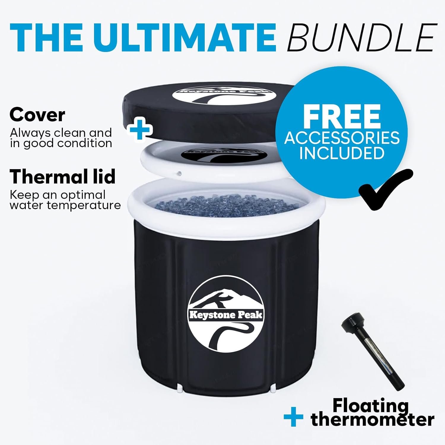 Keystone Peak Ice Bath - NEW 2023 - Boost your immune system & Improve recovery + Cold Plunge tub + Portable Ice Bath tub for Athletes & Navy Seals + Ice Baths and Soaking + Cold Water Therapy
