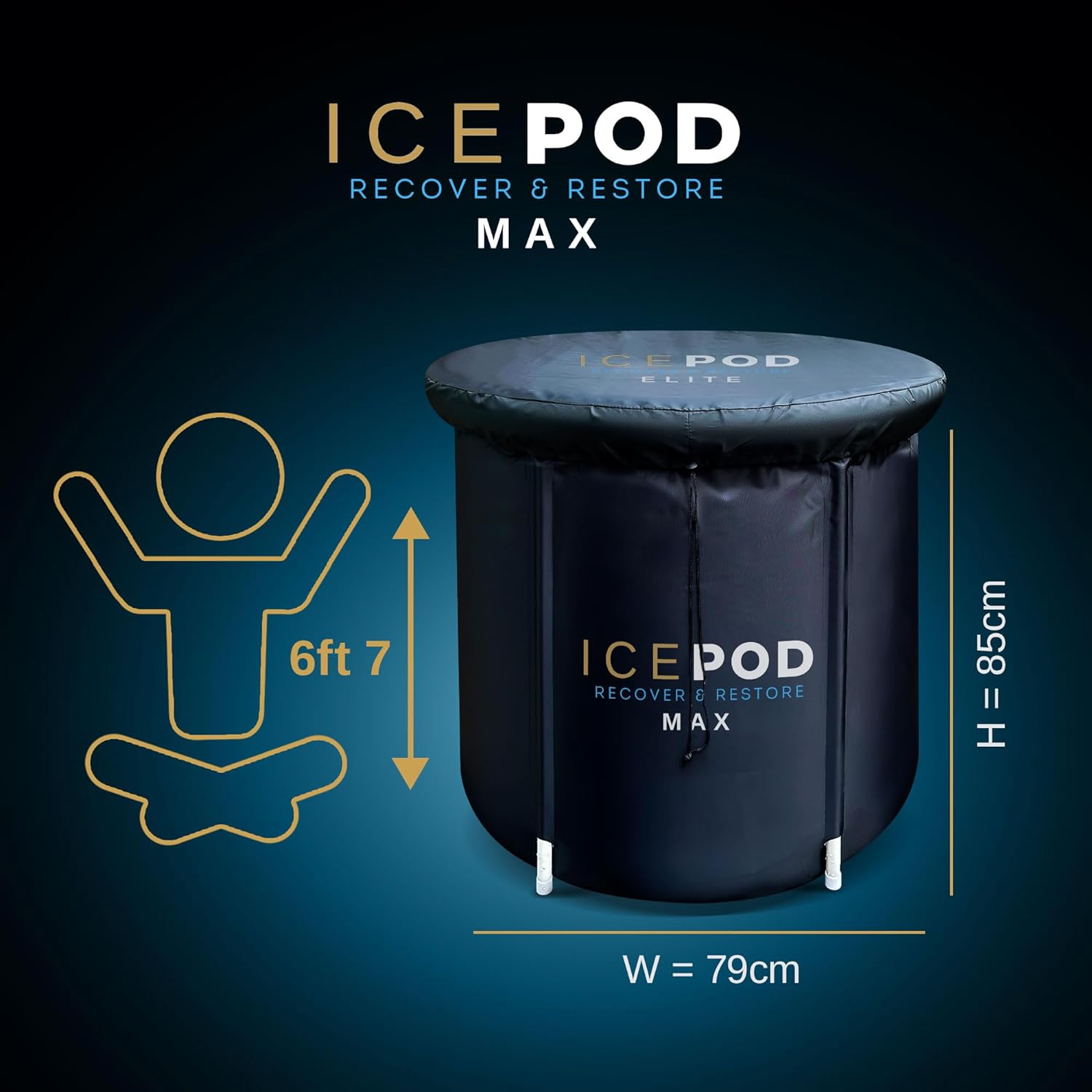 IcePod Bath Tub MAX 350L/90 Gallons XL Portable Ice Bath Tub for Athletes Multiple Layered Cold Pod, Cold Plunge Tub Therapy for Recovery