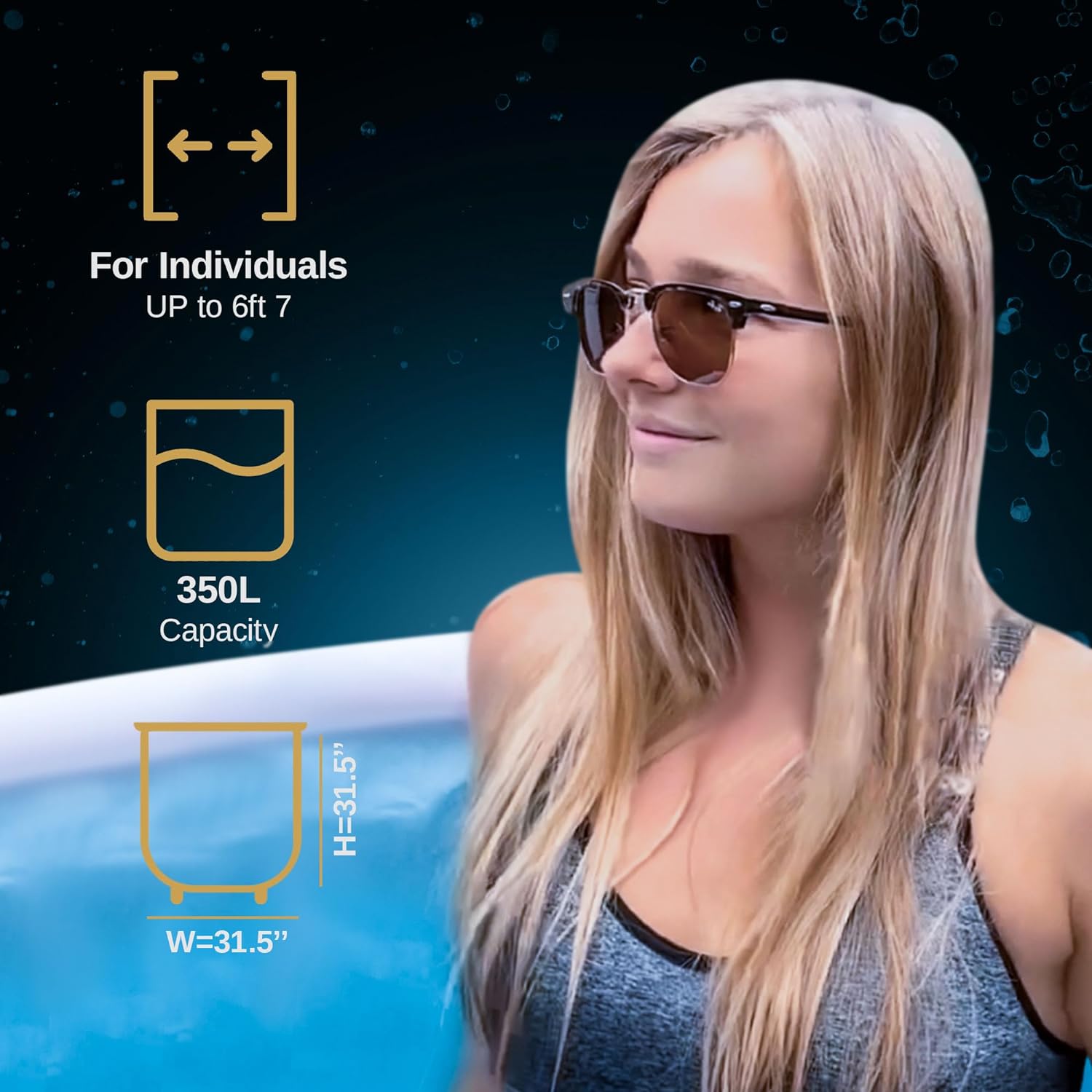 IcePod Bath Tub MAX 350L/90 Gallons XL Portable Ice Bath Tub for Athletes Multiple Layered Cold Pod, Cold Plunge Tub Therapy for Recovery