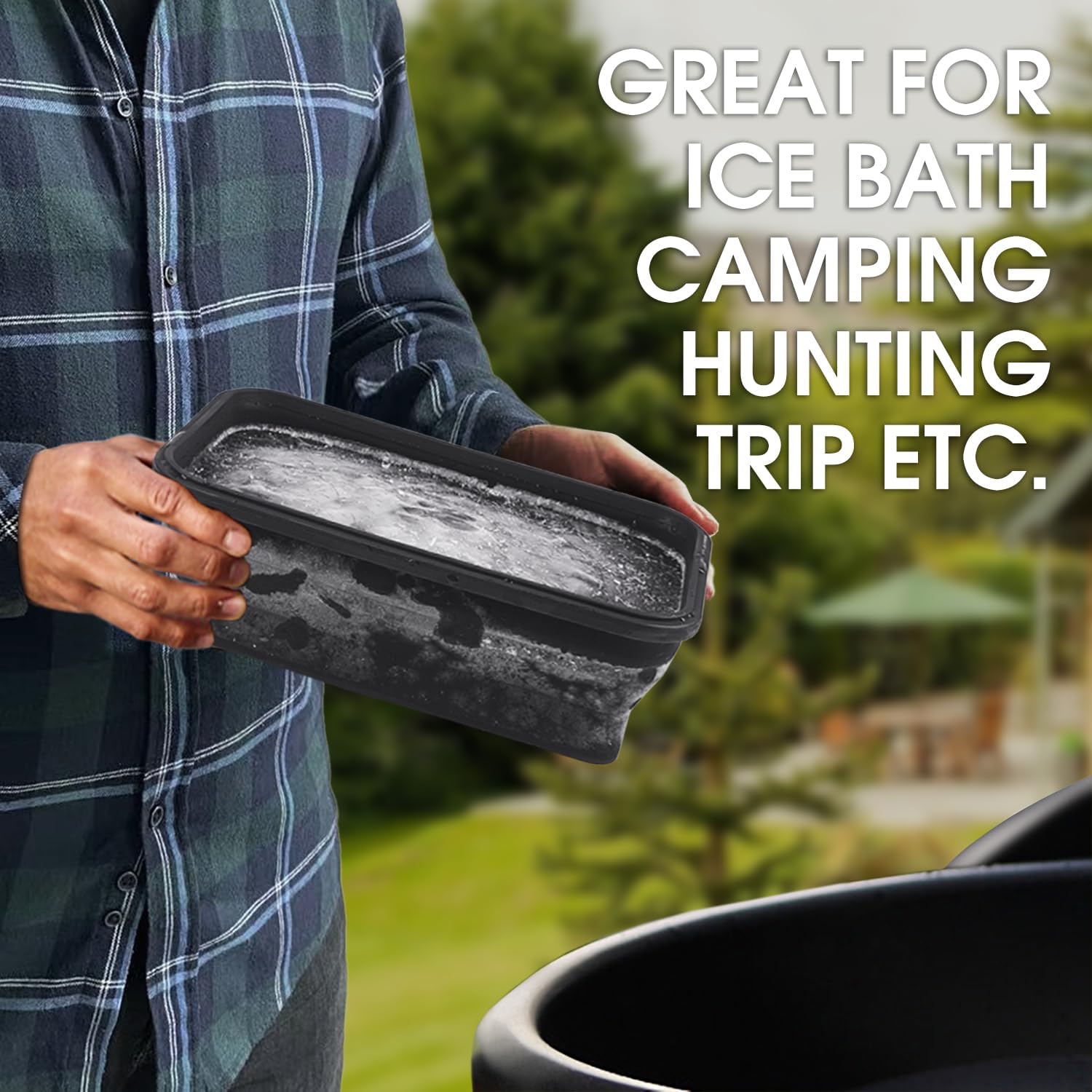 Ice Block Mold Extra Large for Ice Bath Cold Plunge Tub Cooler Bag, Annaklin Collapsible Silicone Mold for Giant Ice Cube Ice Brick Block Ice, 1.2 L/2.5 lbs of Each, 4 Pack, Dishwasher Safe, Black