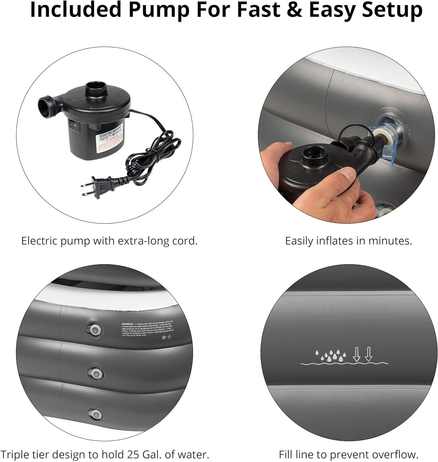 Hydraflate 63"x33" Inflatable Bathtub Adults, Cold Plunge Tub, Ice Bath Tub For Athletes, Foldable Bathtub, Portable Bathtub Adult, Collapsible Bathtub, Freestanding Bath for Indoor or Outdoor Use