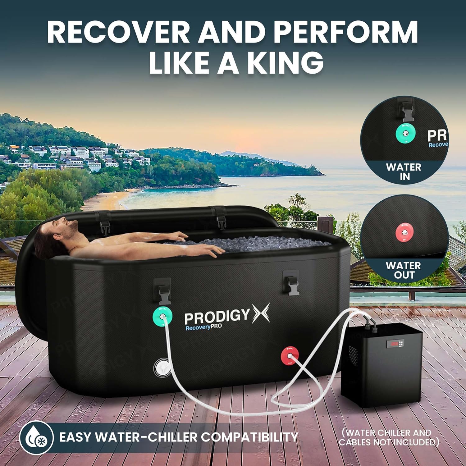 Ice Bath Tub For Athletes XL - Water Chiller Compatible - Cold Plunge - Outdoor, Portable, Inflatable - PRODIGY X RecoveryPRO