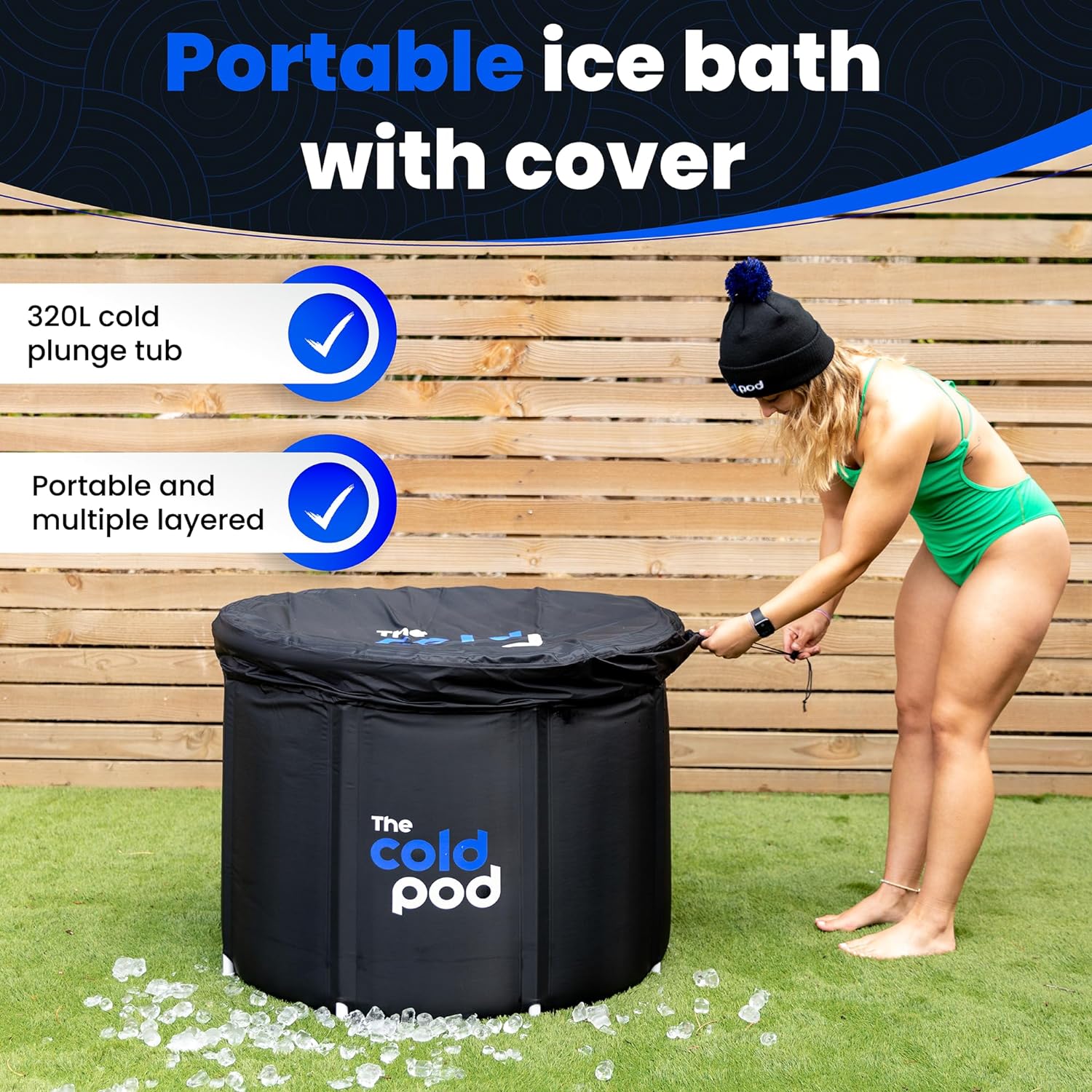 Ice Bath Tub for Athletes with Cover: 85 Gallons Cold Plunge Tub for Recovery, Multiple Layered Portable Ice Bath Plunge Pool by The Cold Pod