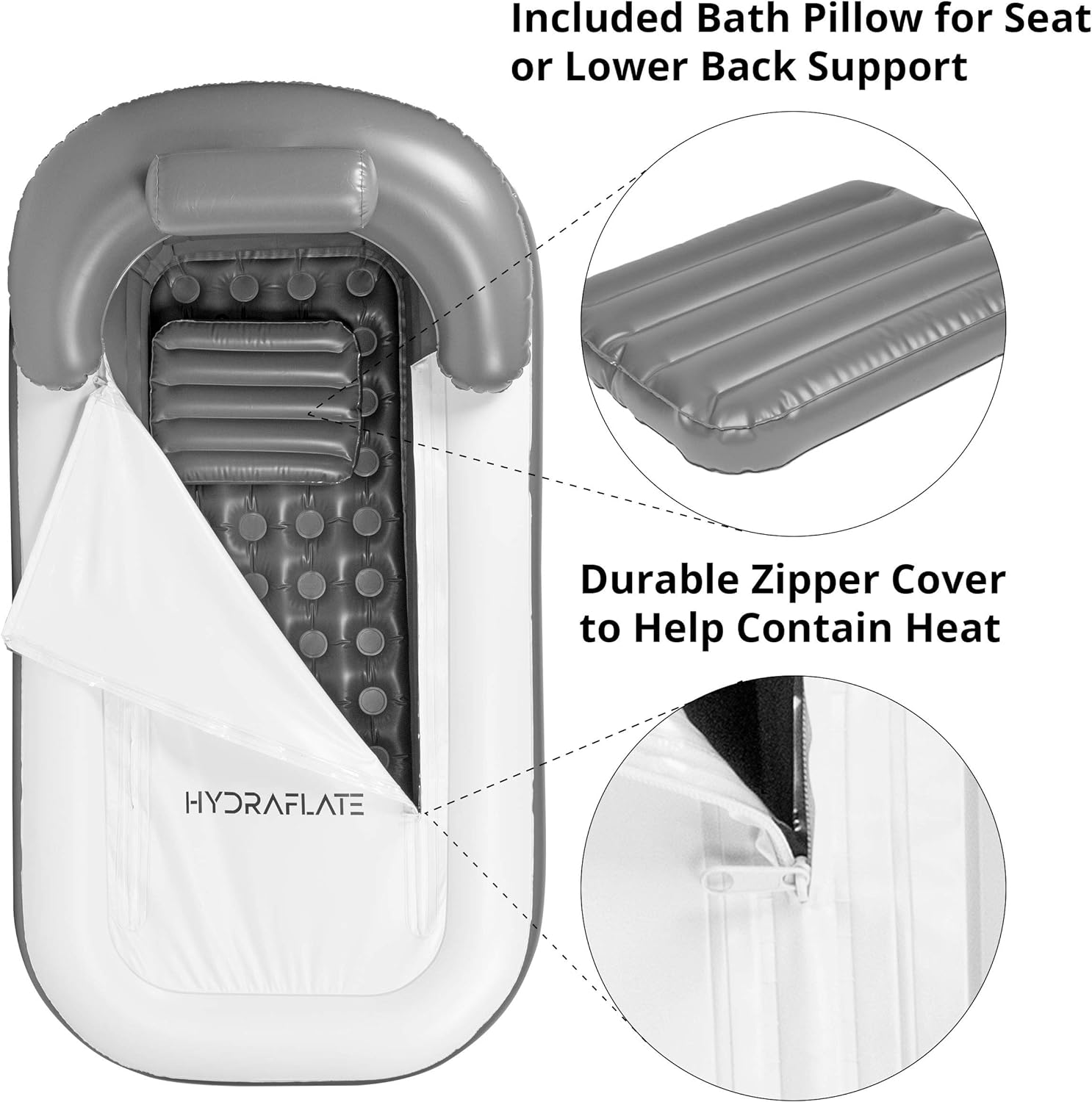 Hydraflate 63"x33" Inflatable Bathtub Adults, Cold Plunge Tub, Ice Bath Tub For Athletes, Foldable Bathtub, Portable Bathtub Adult, Collapsible Bathtub, Freestanding Bath for Indoor or Outdoor Use