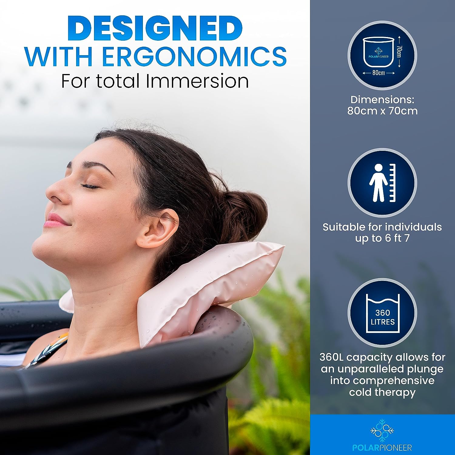 Ice Bath Tub by PolarPioneer Cold Plunge Tub Outdoor - Ice Bath Tub for Athletes & Wellness Seekers