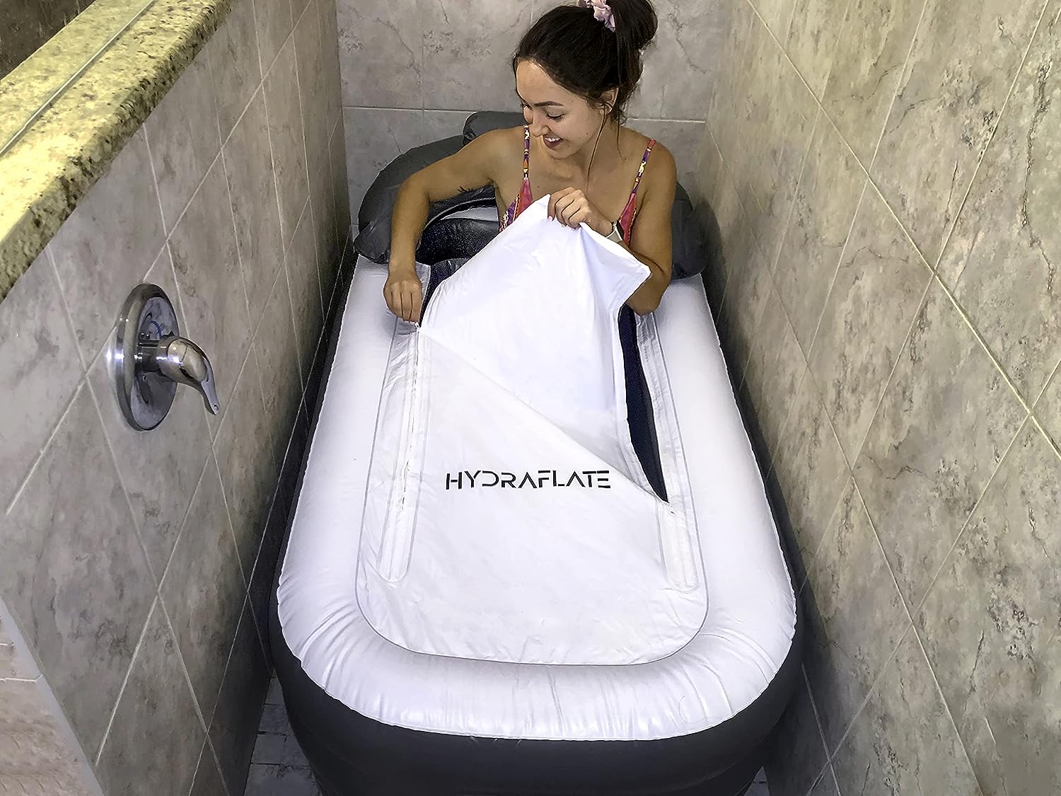 Hydraflate 63"x33" Inflatable Bathtub Adults, Cold Plunge Tub, Ice Bath Tub For Athletes, Foldable Bathtub, Portable Bathtub Adult, Collapsible Bathtub, Freestanding Bath for Indoor or Outdoor Use