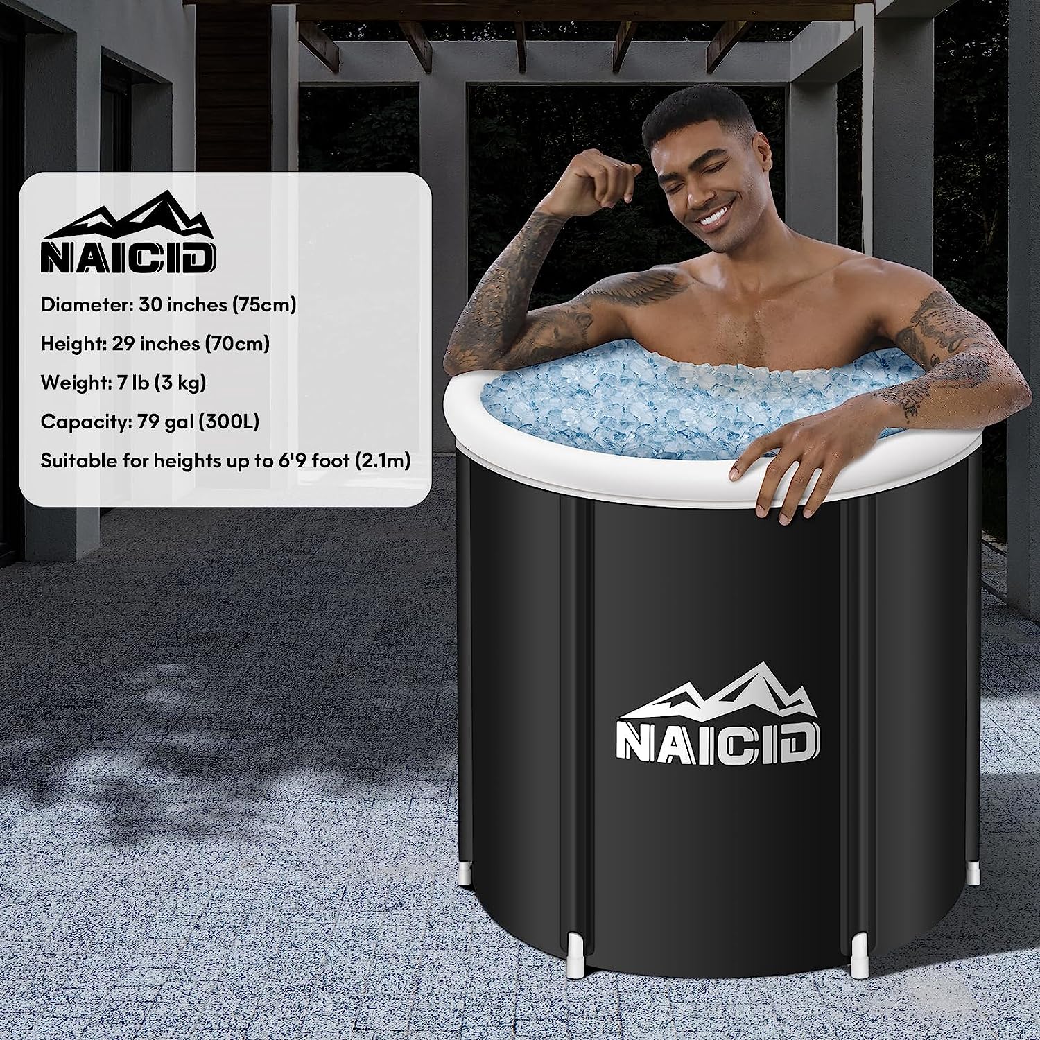 NAICID Ice Bath Tub for Athletes, Cold Plunge Tub Outdoor 105 Gallons(400L), Portable Ice Bathtub, Ice Bath Tub for Adults, Cold Bath Tub Outdoor