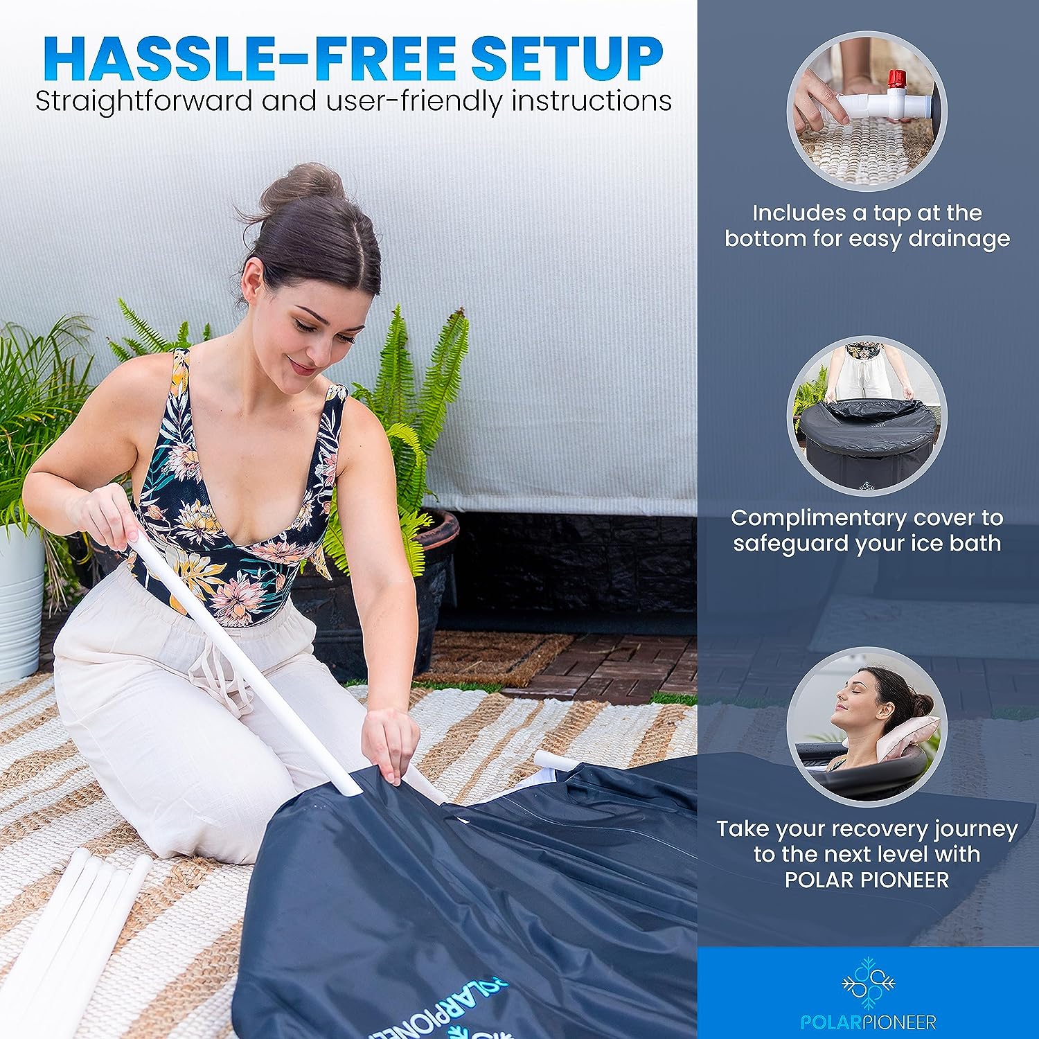 Ice Bath Tub by PolarPioneer Cold Plunge Tub Outdoor - Ice Bath Tub for Athletes & Wellness Seekers