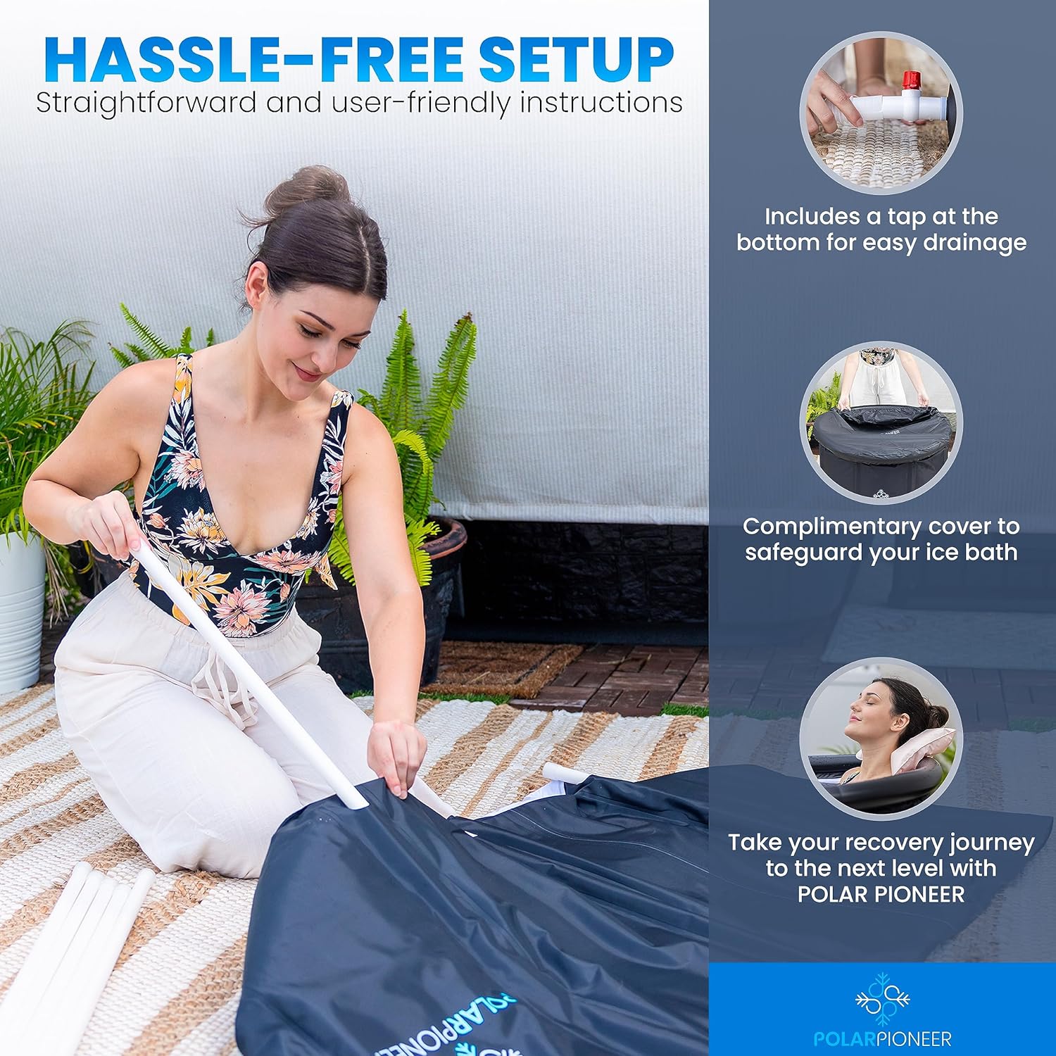 Ice Bath Tub by PolarPioneer Cold Plunge Tub Outdoor - Ice Bath Tub for Athletes & Wellness Seekers