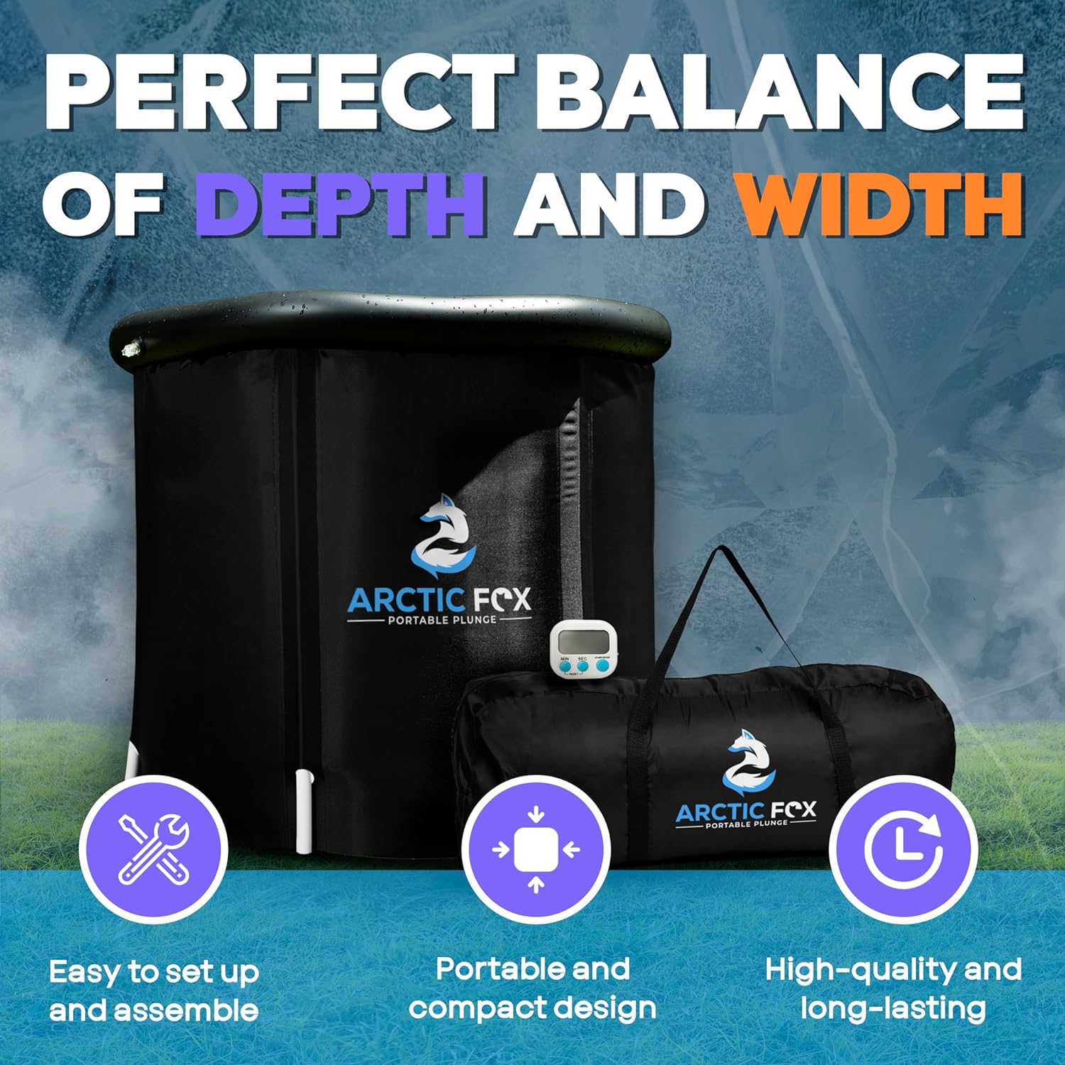 Arctic Fox Portable Plunge – Ice Bath, Portable Bathtub, Cold Plunge Tub Outdoor, Ice Bathtub for Athletes, Inflatable Tub, Cold Plunge Bath, Cold Tub, Portable Bathtub for Adults, Ice Tub