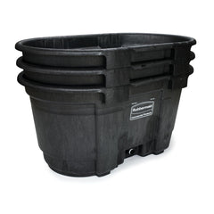 Rubbermaid Commercial Products Structural Foam Stock Tank, 100-Gallon Capacity, Plastic, Black, Large Heavy Duty Container for use with Livestock, Outdoor Homemade Pools/Hot Tub/Bathtub & Pet Cleaning