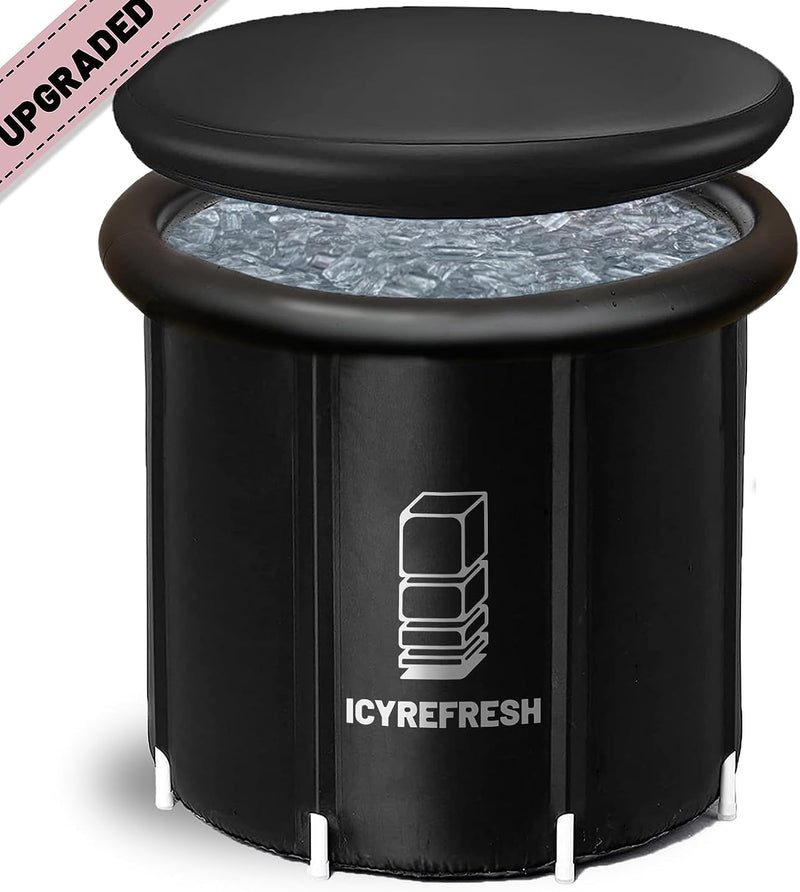 Extra Large Ice Bath Tub for Athletes with Lid:105 Gallons(400L) Cold Plunge Tub for Cold Therapy,5 Layers Portable Ice Bath Barrel Plunge Pool by ICYREFRESH,31.5'' x 31.5''