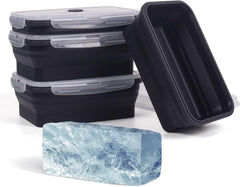 Ice Block Mold Extra Large for Ice Bath Cold Plunge Tub Cooler Bag, Annaklin Collapsible Silicone Mold for Giant Ice Cube Ice Brick Block Ice, 1.2 L/2.5 lbs of Each, 4 Pack, Dishwasher Safe, Black