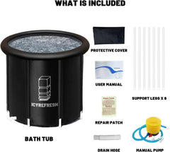 Extra Large Ice Bath Tub for Athletes with Lid:105 Gallons(400L) Cold Plunge Tub for Cold Therapy,5 Layers Portable Ice Bath Barrel Plunge Pool by ICYREFRESH,31.5'' x 31.5''