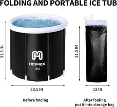 HotMax Portable Ice Bath Tub for Adults, Large Cold Plunge Tub, Ice Baths For Recovery, Folding Ice Bathtub for Athletes, Outdoor Indoor, SPA Bath (33.5 x 33.5 x 31.5 inches)