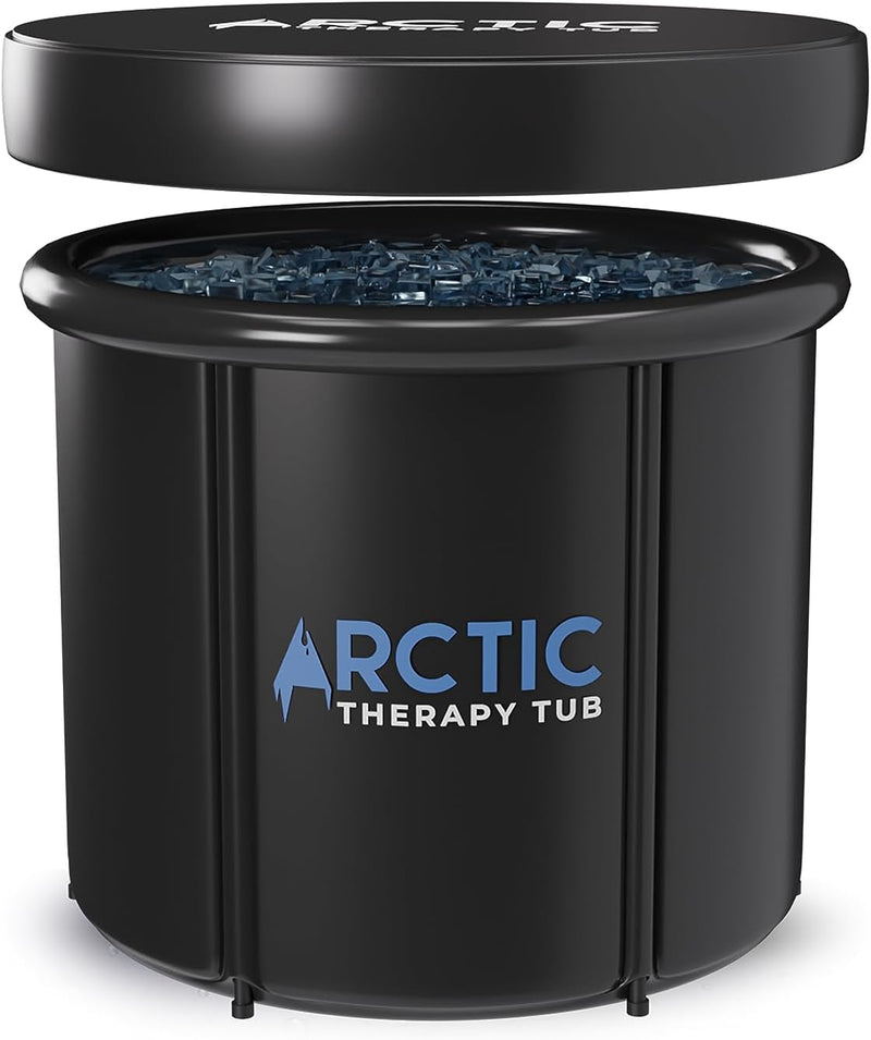 ARCTIC THERAPY TUB Large Ice Bath Tub for Recovery| Cold Plunge Pool with Lid| Ice Bathtub for Athletes| Portable Bath Tub Outdoor| Reinforced tub 6 layers| 75cmx75cm [ 85 Gallons Capacity] (Black)