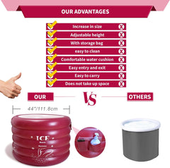 INFLATOAST XXXL Ice Bath Tub-Inflatable Bathtub-Ice Bath-Ice Bath Tub For Athletes-Portable Bathtub-Cold Plunge Tub With Air Pump,Ice Tub-Ideal For Outdoor/Camping/Garden/Recovery,44x30.6''(Burgundy)