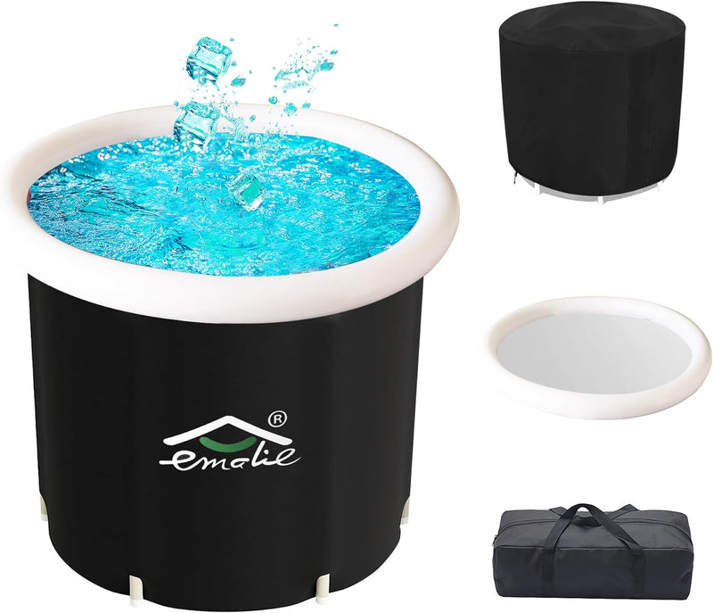 Large Ice Bath Tub for Athletes Recovery Portable Cold Plunge Tub for Adults 100 Gal Outdoor Soaking Bathtub with 2-Lid