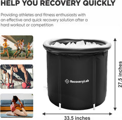 Recoverylab Portable Ice Bath Tub for Athletes - Inflatable & Collapsible Cold Plunge Bathtub for Adults - Ice Barrel for Post-Workout Recovery