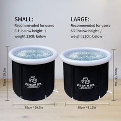 SHUIMEIYAN Large Ice Bath Tub Outdoor with Lid Portable Free-standing Bathtub Cold Water Therapy Tub for Recovery Cold Plunge Tub Ice Bath Tub for Athletes (31.5"Φ x 29.5"H, 8212 black with lid)