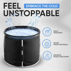 Frost Tub Portable Ice Bath Tub for Athletes & Adults – Cold Plunge Tub Outdoor Foldable Aluminum Non- Inflatable w/Cover – Cold Water Therapy & Recovery Ice Baths at Home - 31.5x27.5in 330L capacity