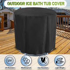 Ice Bath Tub Cover 420D Heavy Duty Waterproof Round Portable Ice Bath Tub Cover Cold Plunge Tub Cover for Outdoor Portable Ice Bath Barrel Plunge Pool 32" L x 32" W x 28" H