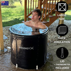 PRODIGYX Ice Bath Tub - Cold Plunge Tub for Athletes - Large Size, Portable, Outdoors - Lid & Thermometer