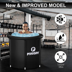 PIVOSDY Cold Plunge Tub - New Upgrade Ice Bath for Athletes | Polar Pod a Refreshing Insulated, Tear-Resistant, and Multi-Layered Protection inflatable hot tub Black 31*31*27.5in