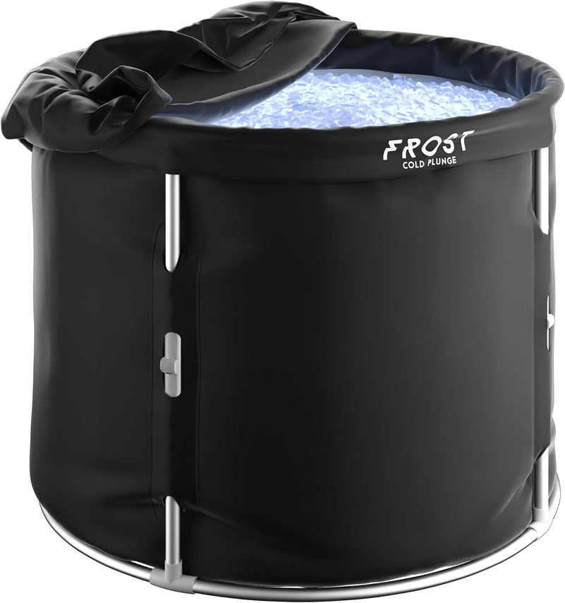 Frost Tub Portable Ice Bath Tub for Athletes & Adults – Cold Plunge Tub Outdoor Foldable Aluminum Non- Inflatable w/Cover – Cold Water Therapy & Recovery Ice Baths at Home - 31.5x27.5in 330L capacity