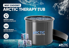 ARCTIC THERAPY TUB Large Ice Bath Tub for Recovery| Cold Plunge Pool with Lid| Ice Bathtub for Athletes| Portable Bath Tub Outdoor| Reinforced tub 6 layers| 75cmx75cm [ 85 Gallons Capacity] (Black)