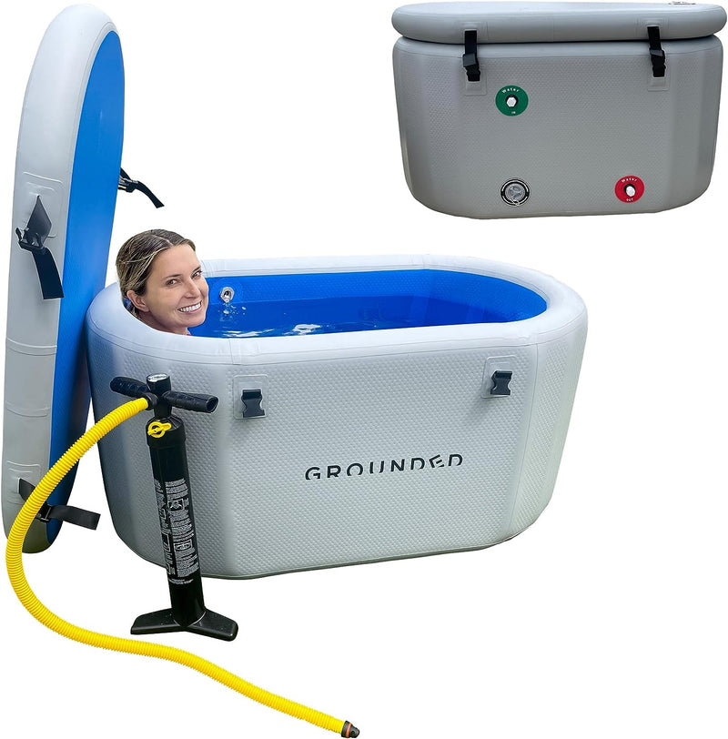 Inflatable Insulated Cold Plunge Tub - Portable & Durable Ice Bath - Advanced Insulation Water-in/Water-out Ports for Cold Water Therapy - Lid Included