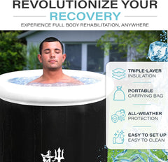 HYDROS Portable Ice Bath Tub - Easy to Assemble Ice Plunge Tub - 3 Thermal Insulated Layers + Drain Tap - Cold Plunge Bath for Indoor/Outdoor - 320L Capacity Ice Tub for Athletes, 29.5” x 29.5”