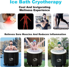 Ice Bath Tub, HyBaiS Polar Plunge Ice Bath 95Gallons(359L), Portable Adult Ice Bath, Cold Therapy Tub For Athlete, Indoor Outdoor Recovery Collapsible Spa Tub,Inflatable Ice Bucket, Cold Plunge Tub