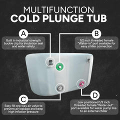 Inflatable Insulated Cold Plunge Tub - Portable & Durable Ice Bath - Advanced Insulation Water-in/Water-out Ports for Cold Water Therapy - Lid Included