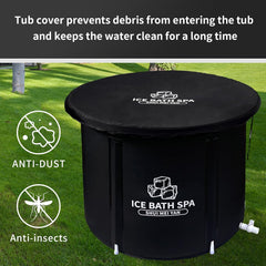 SHUIMEIYAN Large Ice Bath Tub Outdoor with Lid Portable Free-standing Bathtub Cold Water Therapy Tub for Recovery Cold Plunge Tub Ice Bath Tub for Athletes (31.5"Φ x 29.5"H, 8212 black with lid)