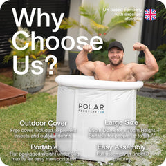 Polar Recovery Tub - Large Outdoor Portable Ice Bath with Lid for Cold Water Therapy & Ice Plunge - Cold Plunge Tub for Adults & Athletes Up to 6ft 7"