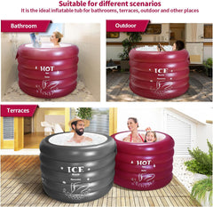 INFLATOAST XXXL Ice Bath Tub-Inflatable Bathtub-Ice Bath-Ice Bath Tub For Athletes-Portable Bathtub-Cold Plunge Tub With Air Pump,Ice Tub-Ideal For Outdoor/Camping/Garden/Recovery,44x30.6''(Burgundy)