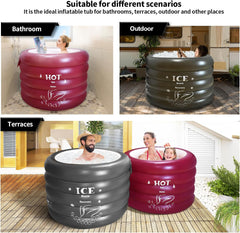 INFLATOAST XXXL Ice Bath Tub-Inflatable Bathtub-Ice Bath-Ice Bath Tub For Athletes-Portable Bathtub-Cold Plunge Tub With Air Pump,Ice Tub-Ideal For Outdoor/Camping/Garden/Recovery,44x30.6''(Burgundy)