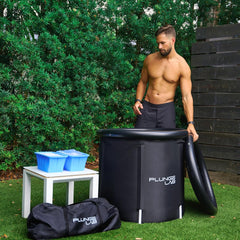 Plunge Lab Ice Bath Tub for Athletes - USA Owned Portable Cold Plunge for Recovery - with Carrying Case, Insulated Lid, and Cover - Anti-Leak Ice Bath Cold Water Therapy - 75cm x 75cm